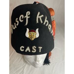 Vintage 1930s Mason Shriner Fez Cap Yusef Khan Cast Jeweled Tassles